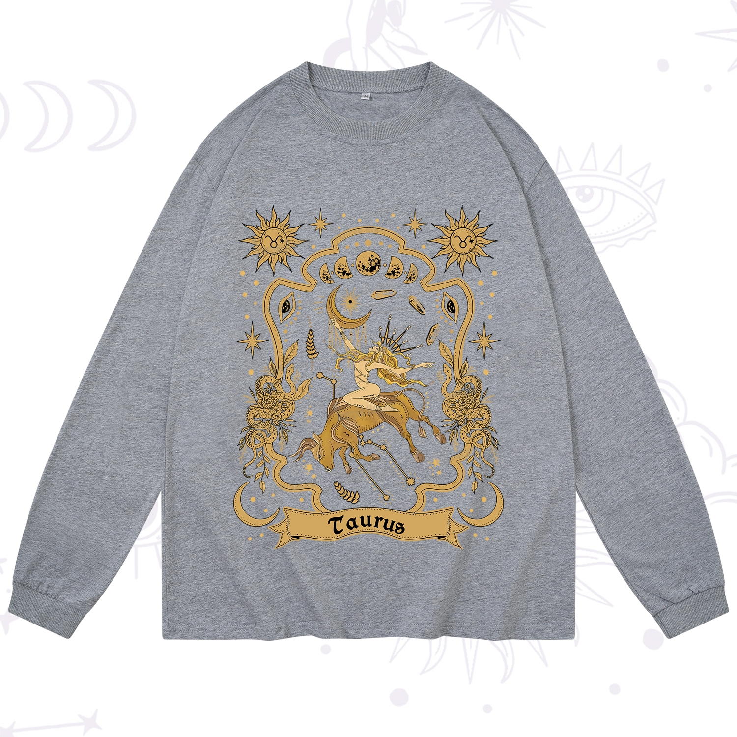 Purplehecate Taurus' Astral Mirage Zodiac Long Sleeve T-Shirt