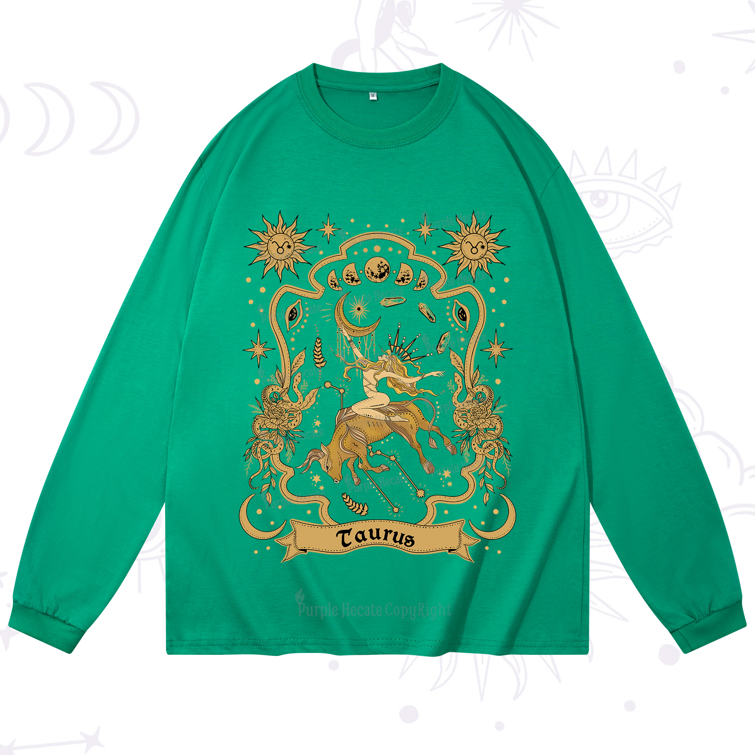 Purplehecate Taurus' Astral Mirage Zodiac Long Sleeve T-Shirt