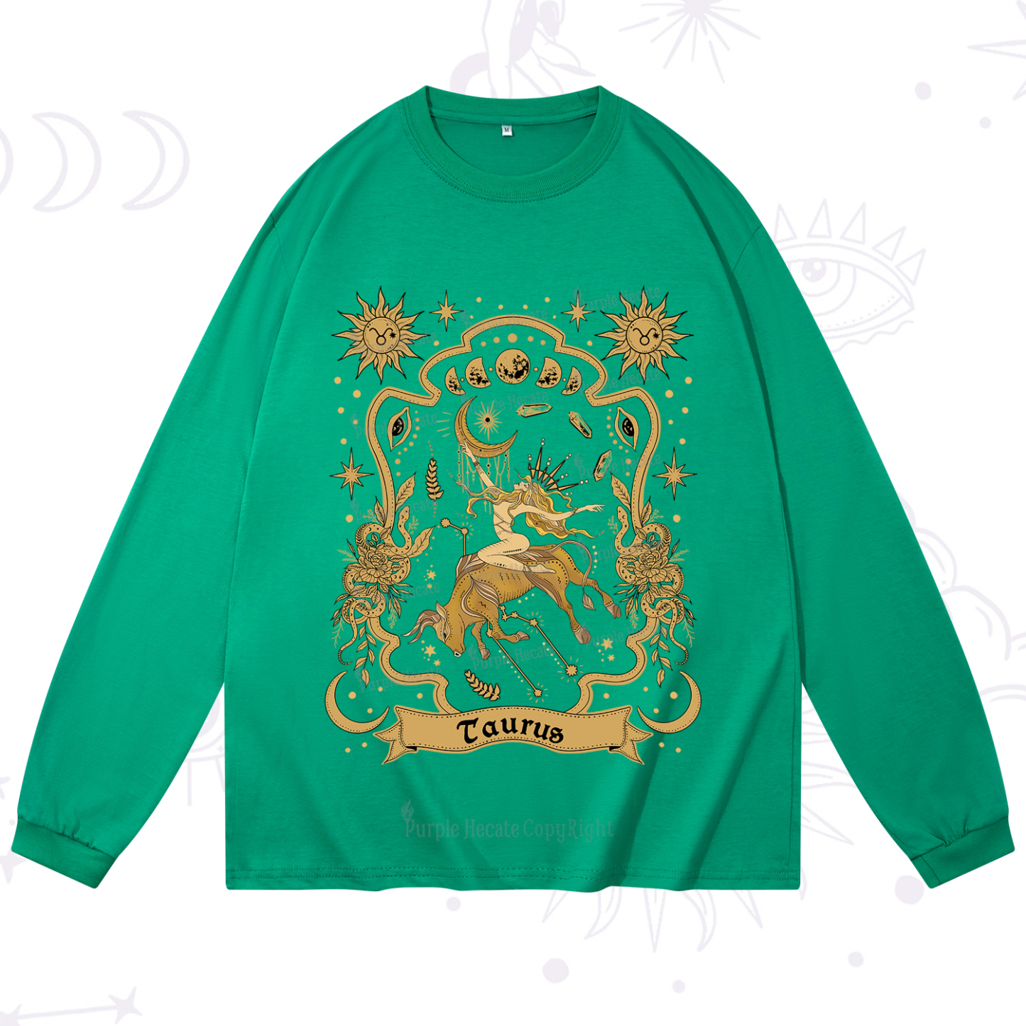 Purplehecate Taurus' Astral Mirage Zodiac Long Sleeve T-Shirt