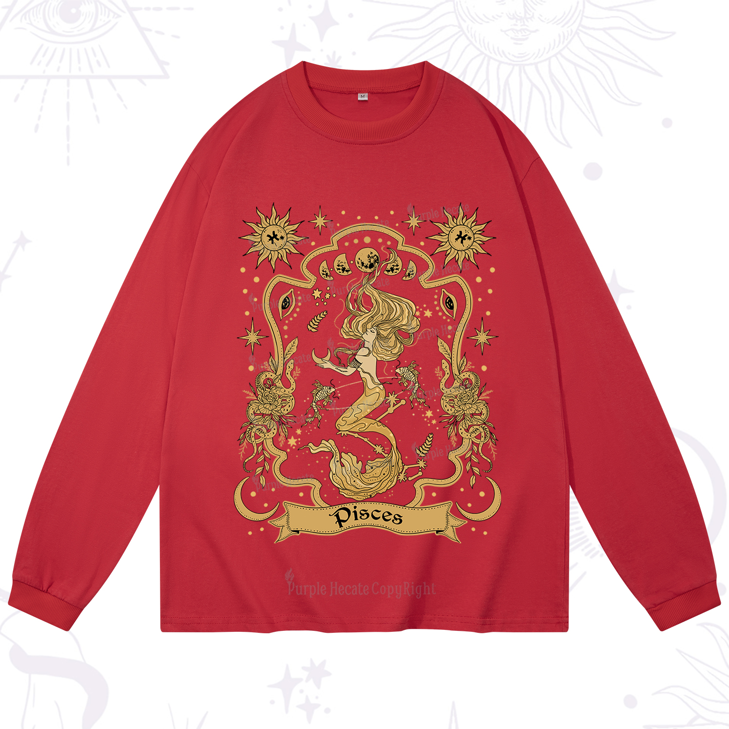 Purplehecate Pisces' Astral Mirage Zodiac Long Sleeve T-Shirt