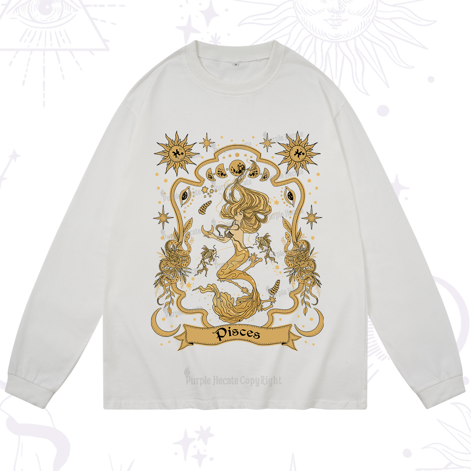 Purplehecate Pisces' Astral Mirage Zodiac Long Sleeve T-Shirt