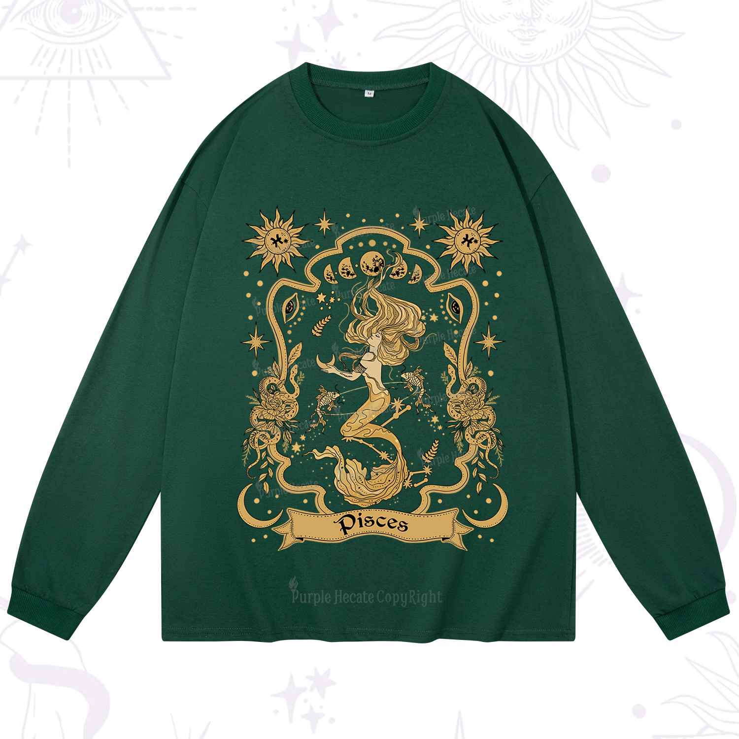 Purplehecate Pisces' Astral Mirage Zodiac Long Sleeve T-Shirt
