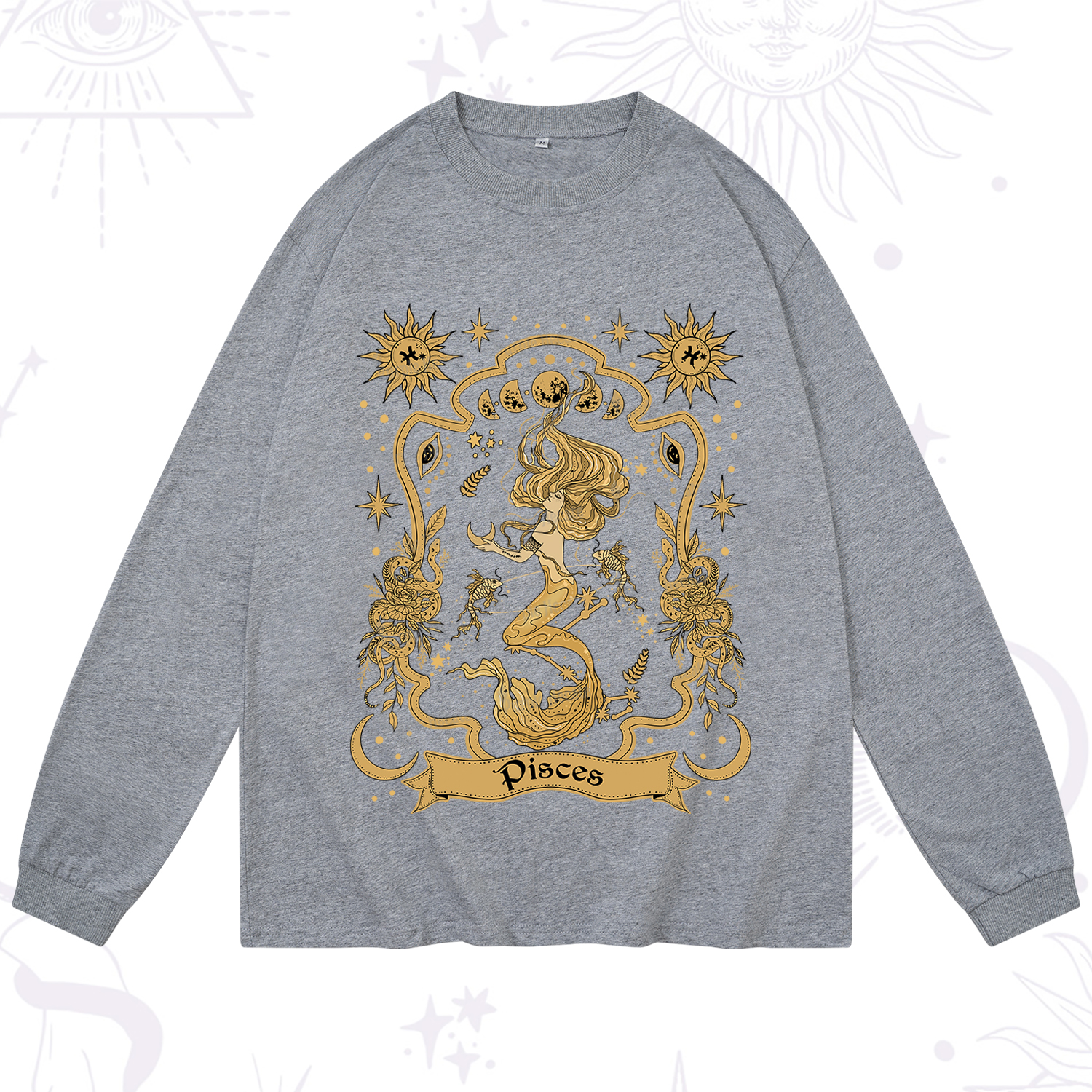 Purplehecate Pisces' Astral Mirage Zodiac Long Sleeve T-Shirt