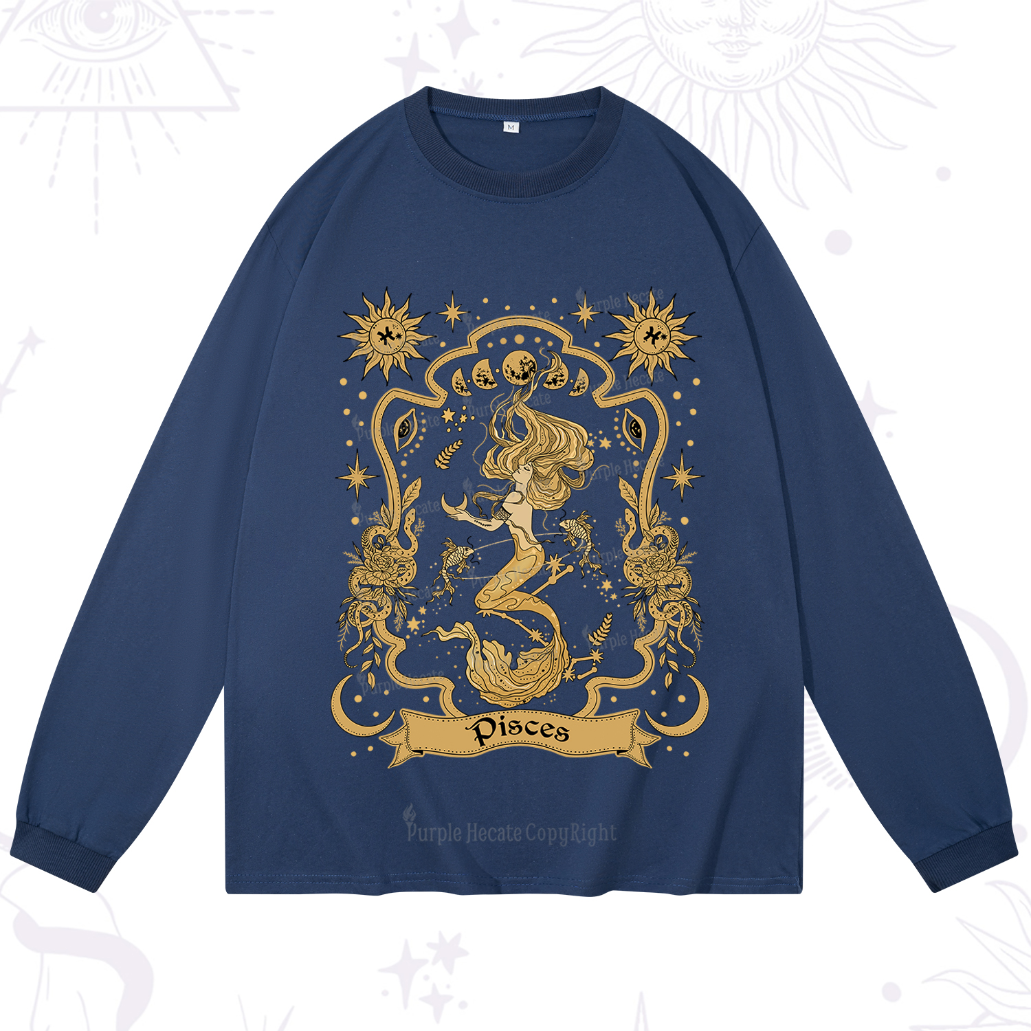 Purplehecate Pisces' Astral Mirage Zodiac Long Sleeve T-Shirt