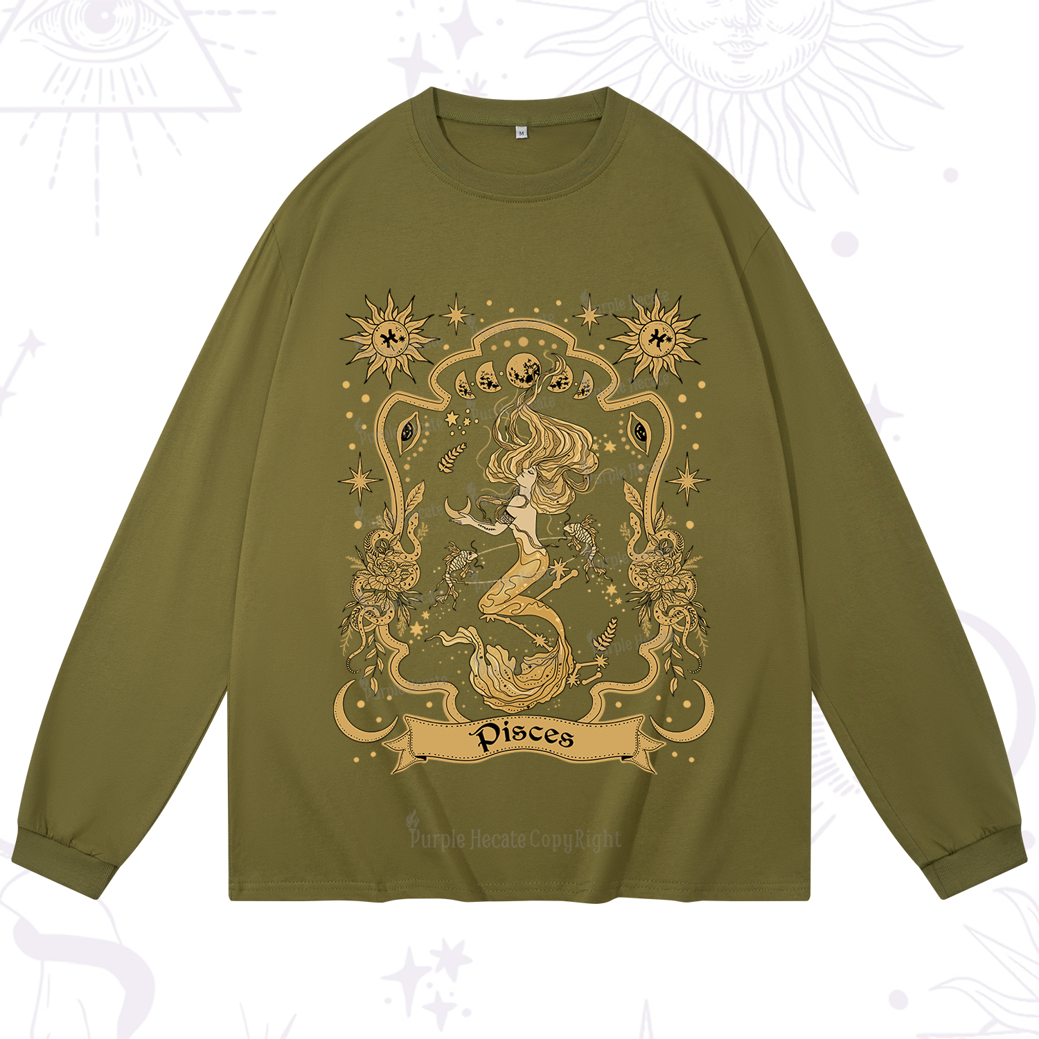 Purplehecate Pisces' Astral Mirage Zodiac Long Sleeve T-Shirt