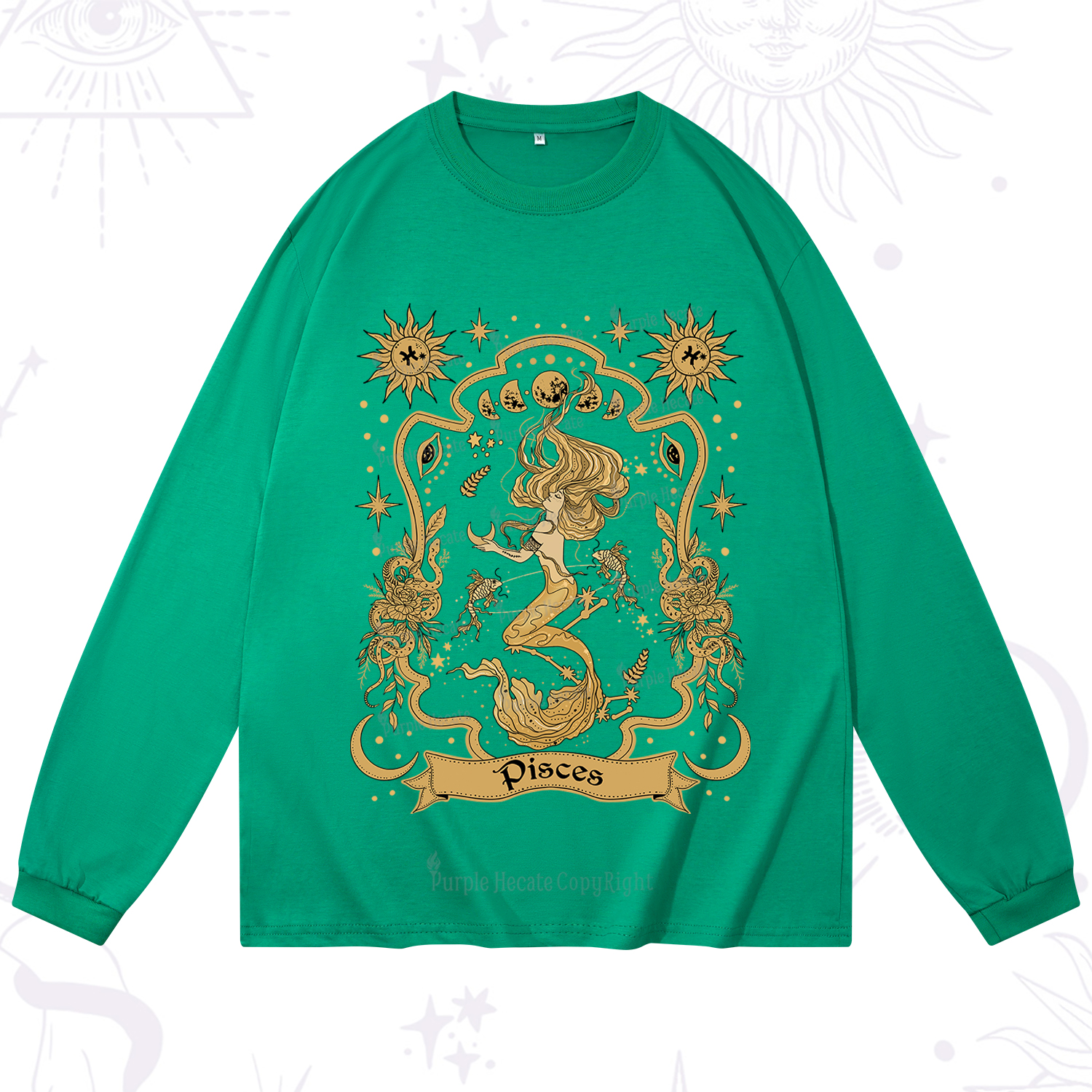 Purplehecate Pisces' Astral Mirage Zodiac Long Sleeve T-Shirt