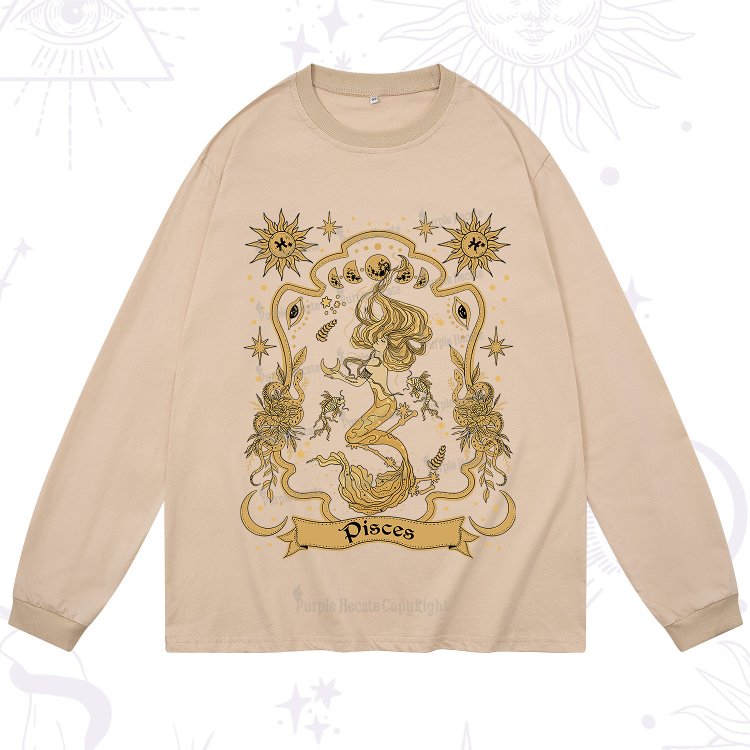 Purplehecate Pisces' Astral Mirage Zodiac Long Sleeve T-Shirt