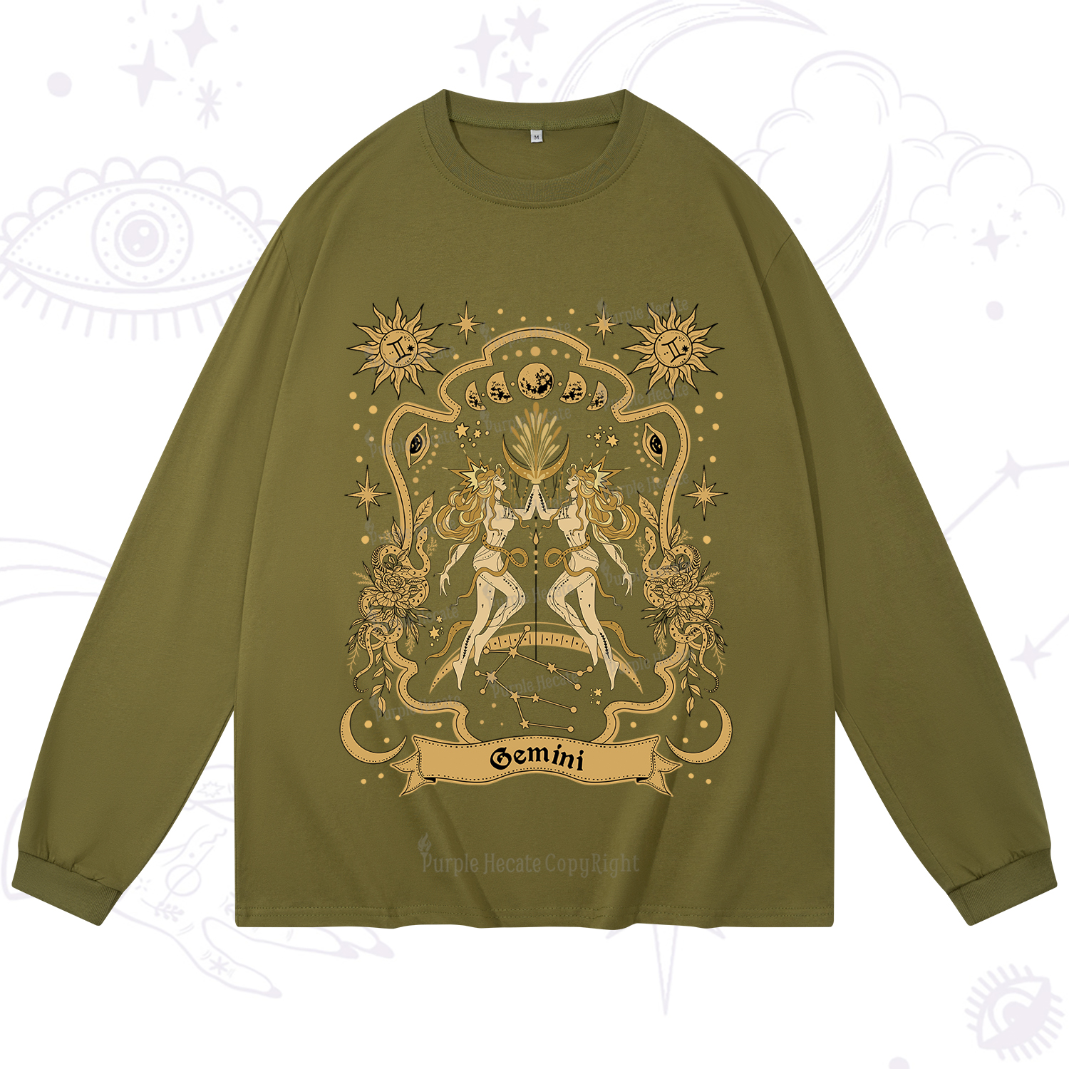Purplehecate Gemini' Astral Mirage Zodiac Long Sleeve T-Shirt