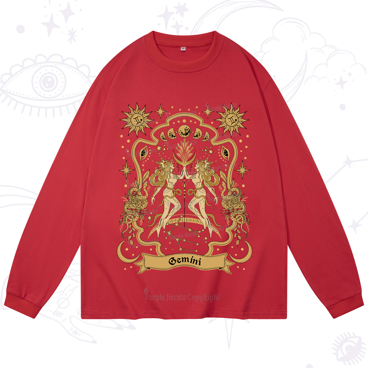 Purplehecate Gemini' Astral Mirage Zodiac Long Sleeve T-Shirt