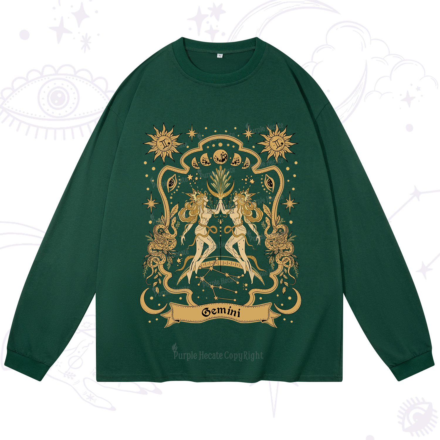 Purplehecate Gemini' Astral Mirage Zodiac Long Sleeve T-Shirt