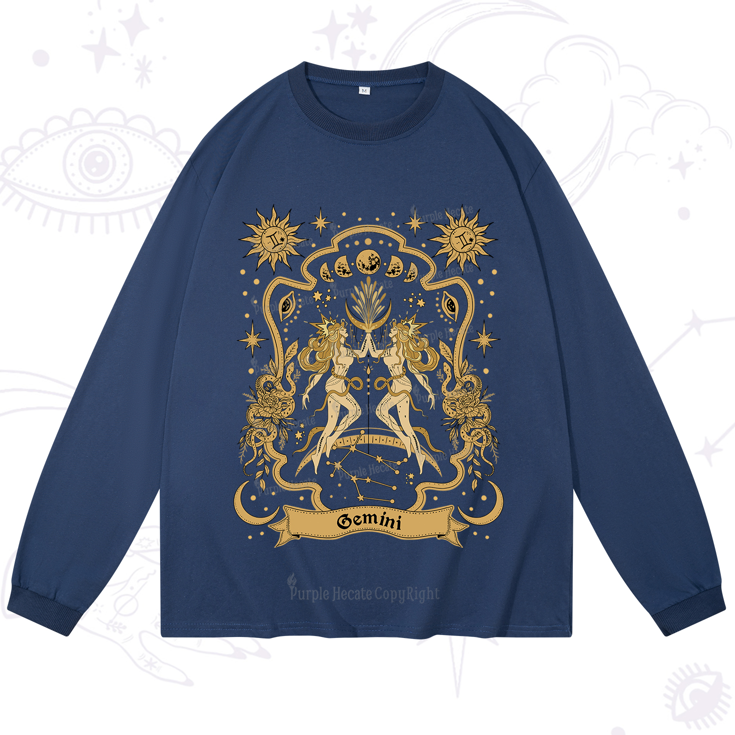 Purplehecate Gemini' Astral Mirage Zodiac Long Sleeve T-Shirt