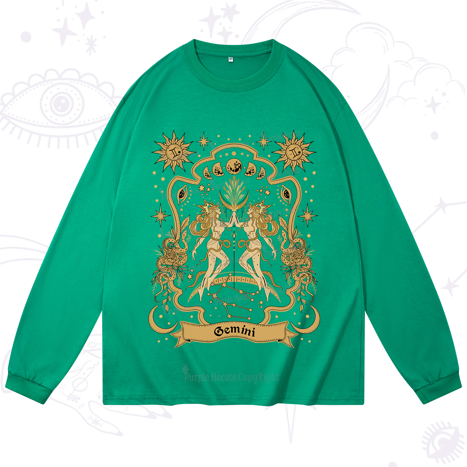 Purplehecate Gemini' Astral Mirage Zodiac Long Sleeve T-Shirt