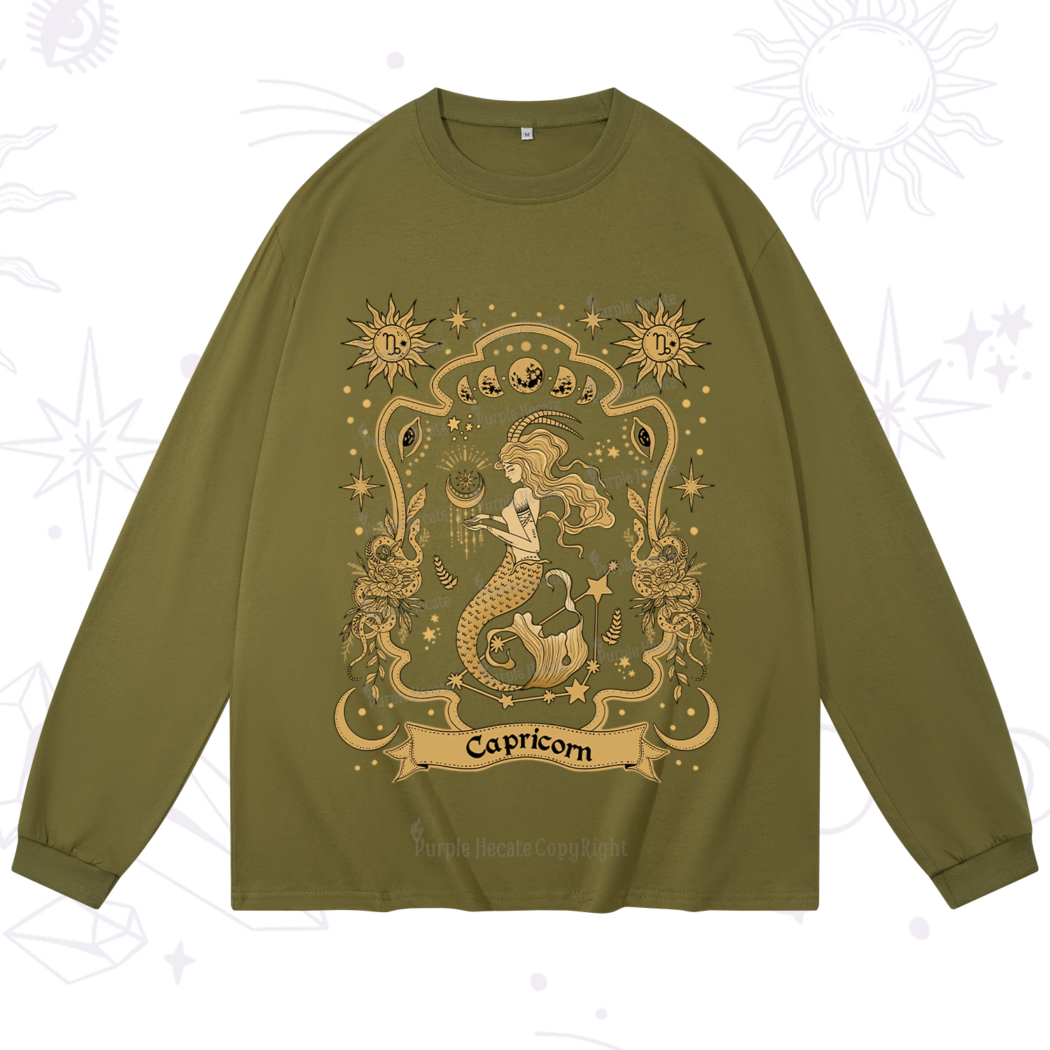 Purplehecate Capricorn' Astral Mirage Zodiac Long Sleeve T-Shirt