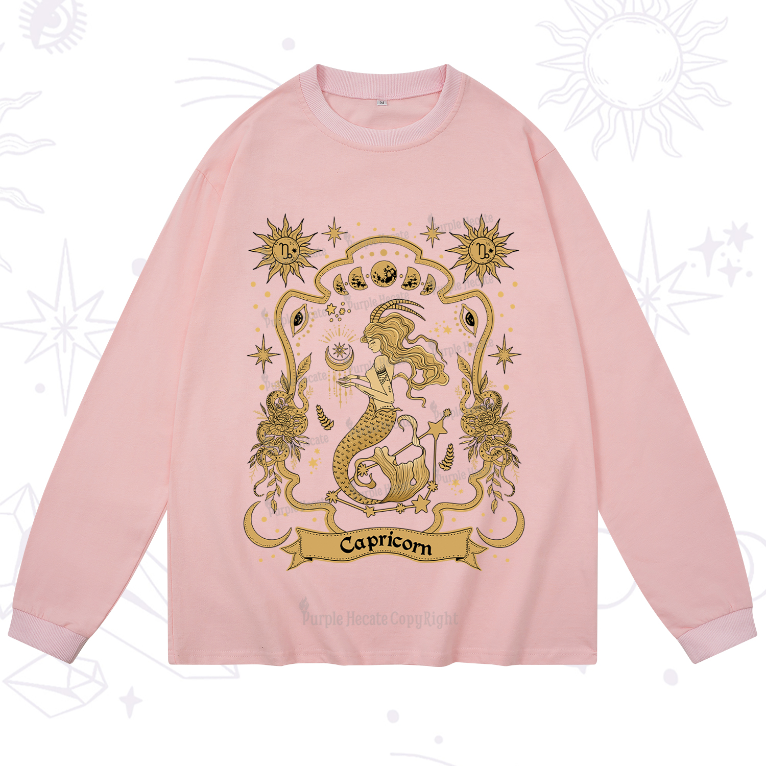 Purplehecate Capricorn' Astral Mirage Zodiac Long Sleeve T-Shirt