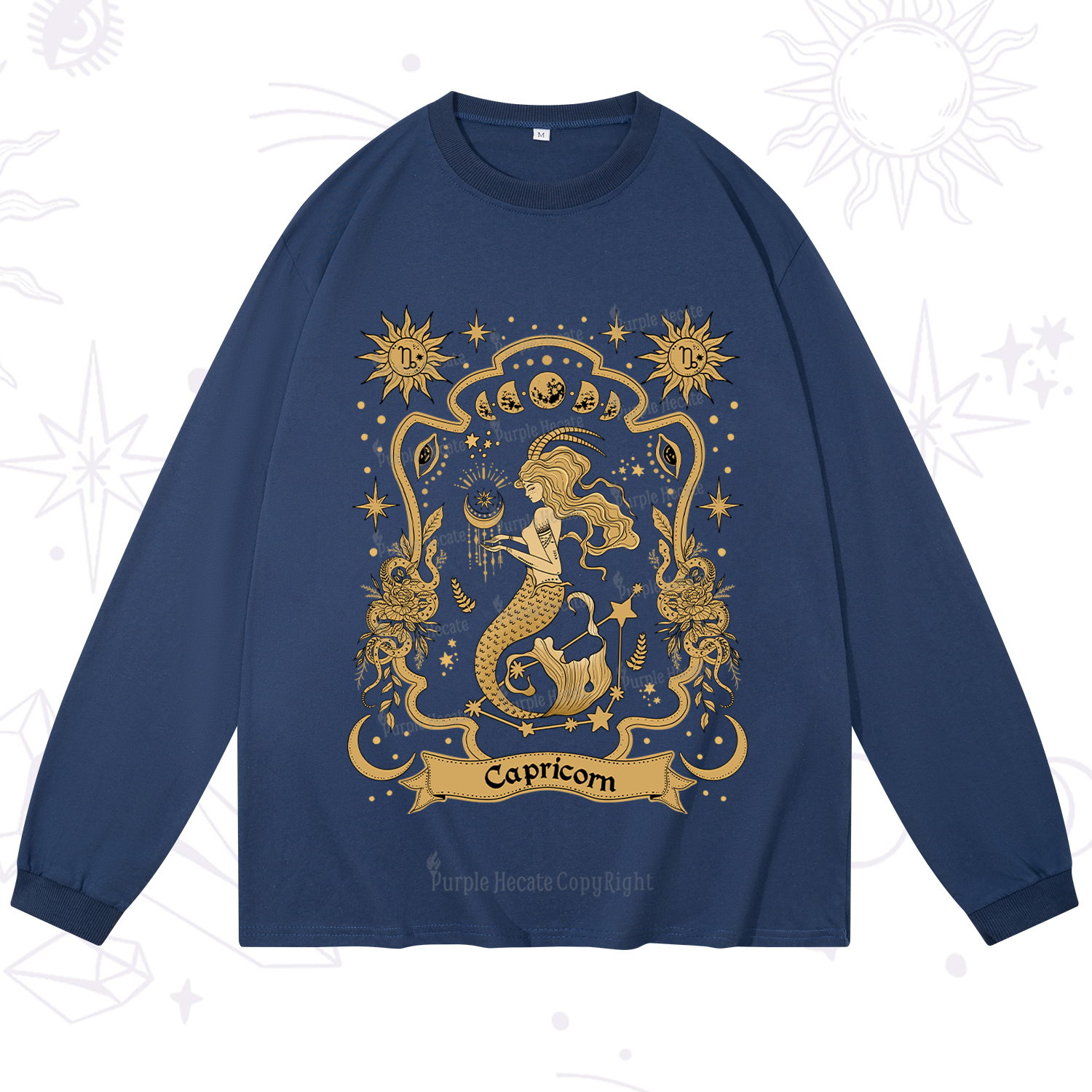 Purplehecate Capricorn' Astral Mirage Zodiac Long Sleeve T-Shirt