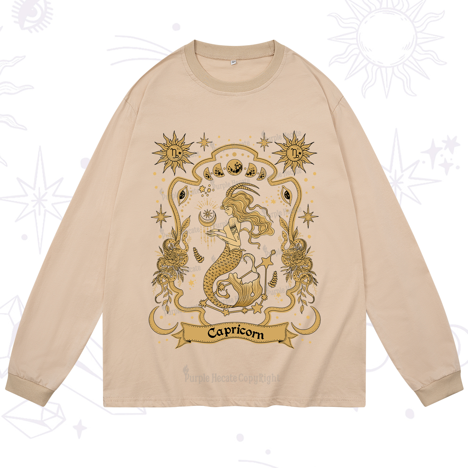Purplehecate Capricorn' Astral Mirage Zodiac Long Sleeve T-Shirt