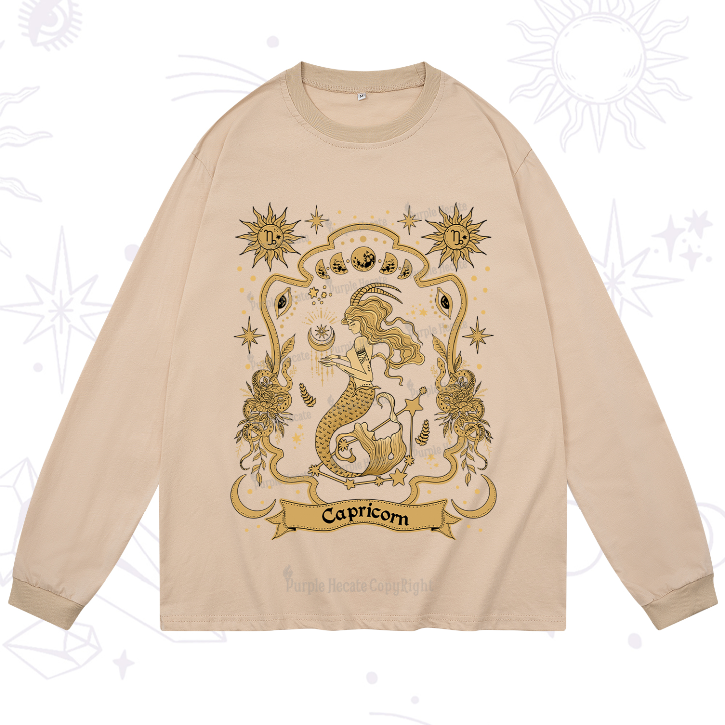 Purplehecate Capricorn' Astral Mirage Zodiac Long Sleeve T-Shirt