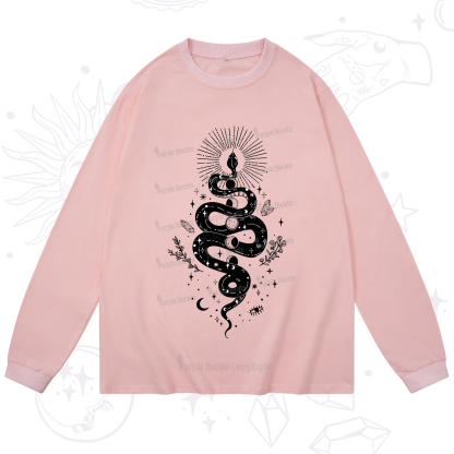 Purplehecate Mystical Moon Phases Snake Long Sleeve T-Shirt