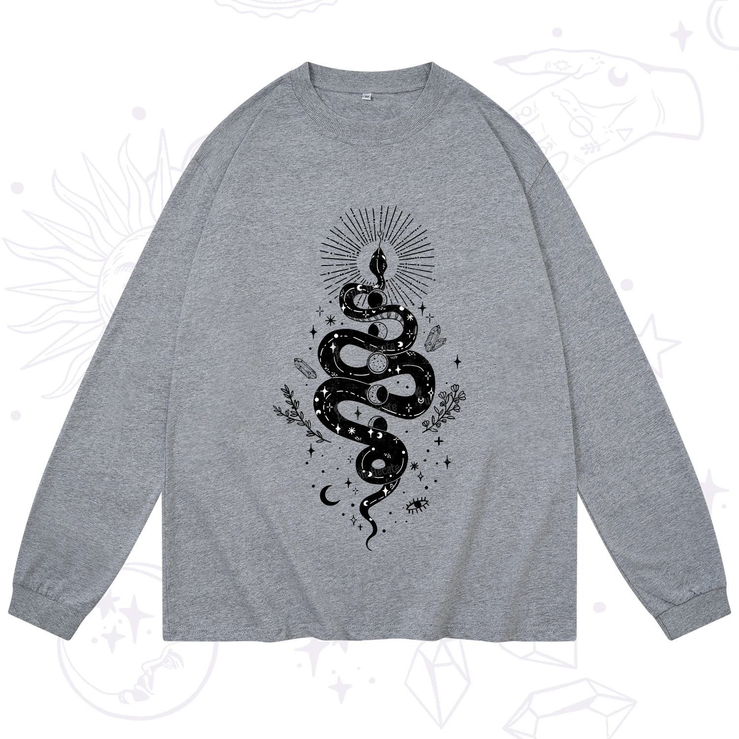 Purplehecate Mystical Moon Phases Snake Long Sleeve T-Shirt