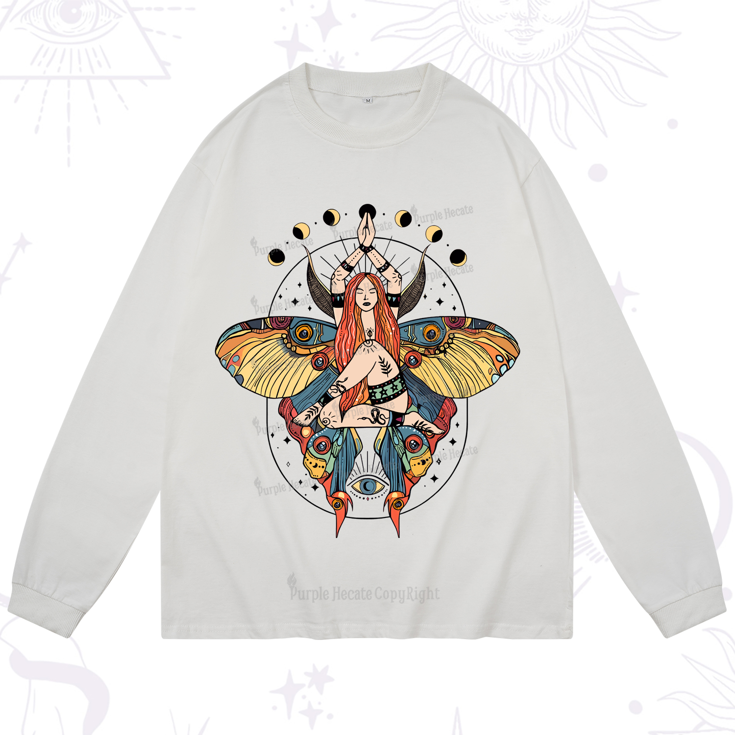 Purplehecate Luna Moth Long Sleeve T-Shirt