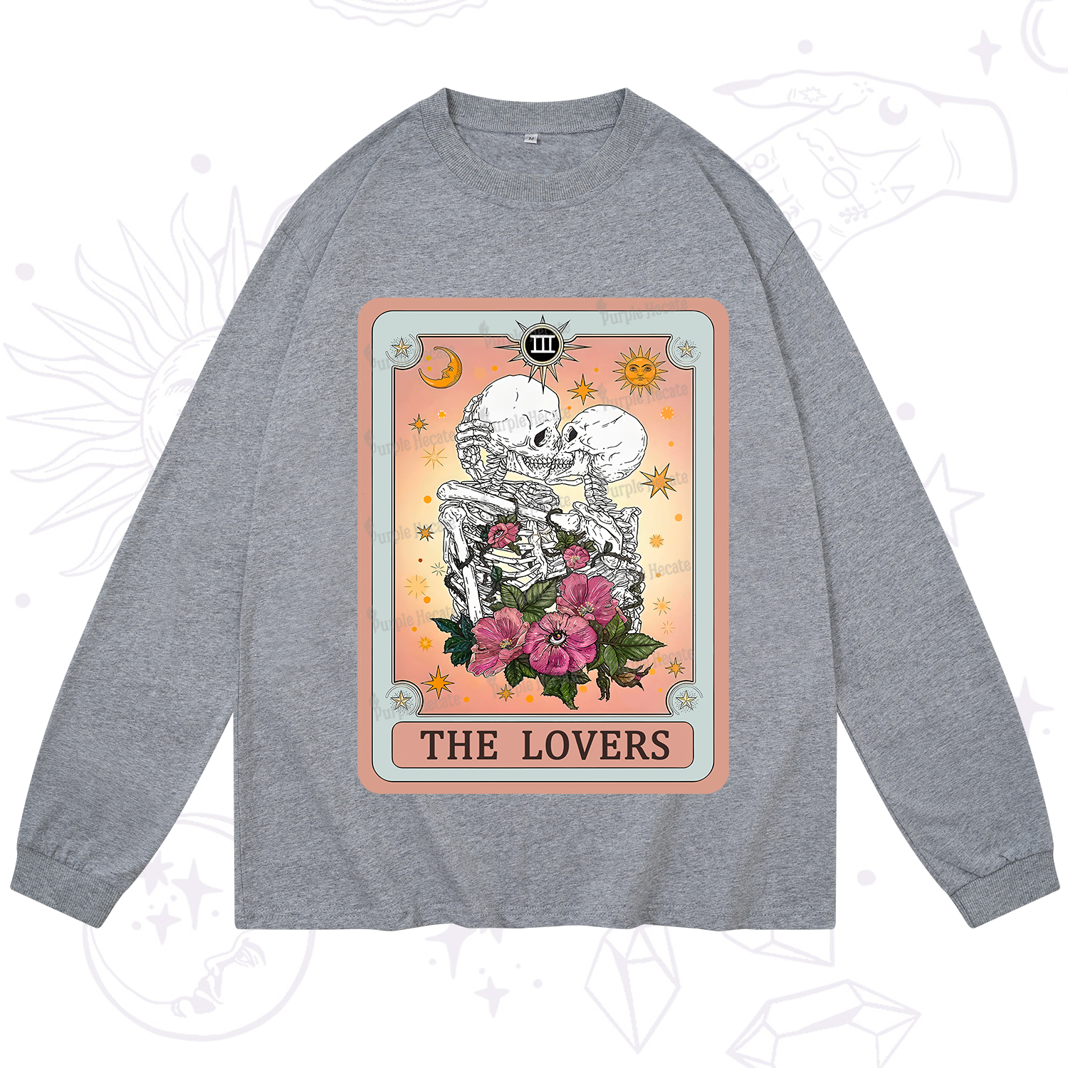 Purplehecate The Lovers Tarot Card Long Sleeve T-Shirt