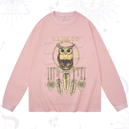 Purplehecate Luna Owl Dream Catcher Long Sleeve T-Shirt