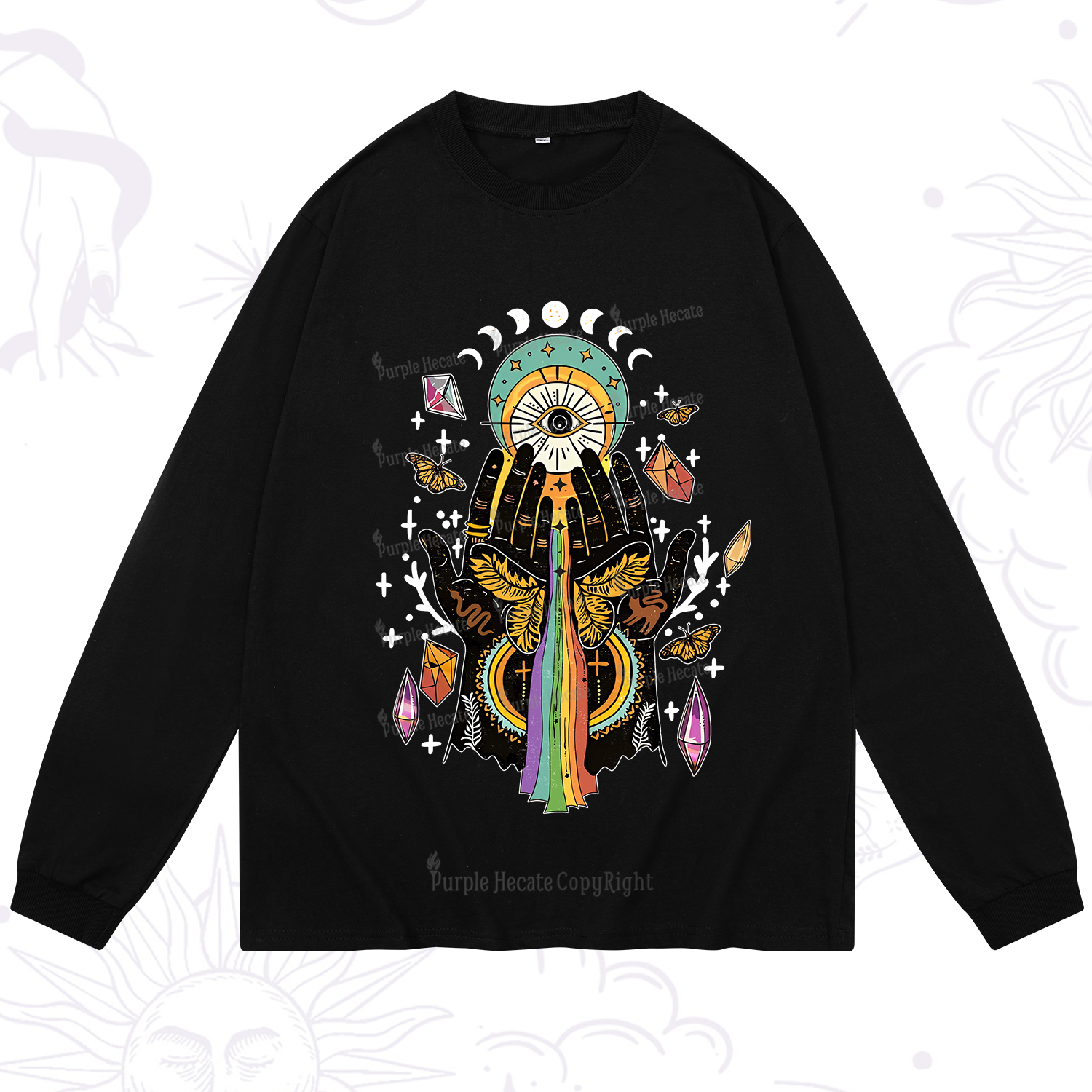 Purplehecate Mystical Witchy Hands Long Sleeve T-Shirt