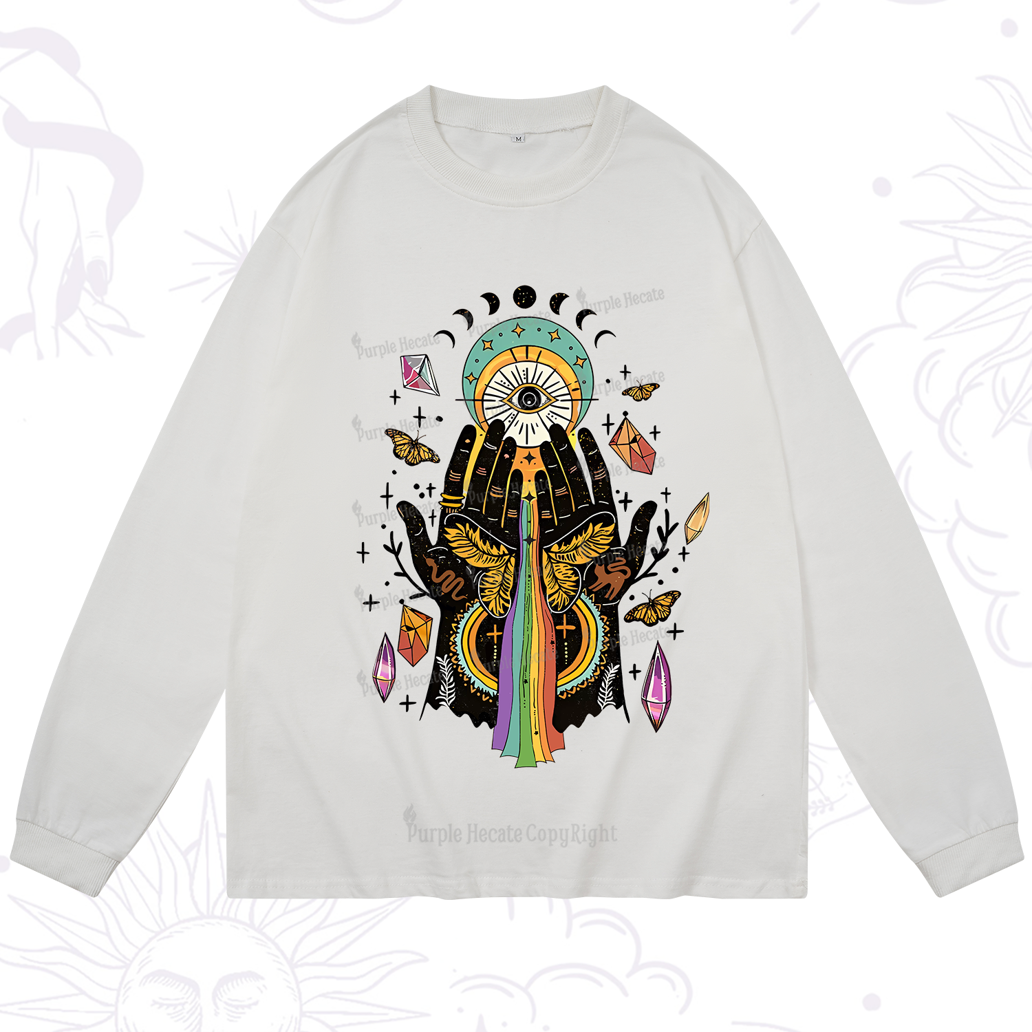 Purplehecate Mystical Witchy Hands Long Sleeve T-Shirt