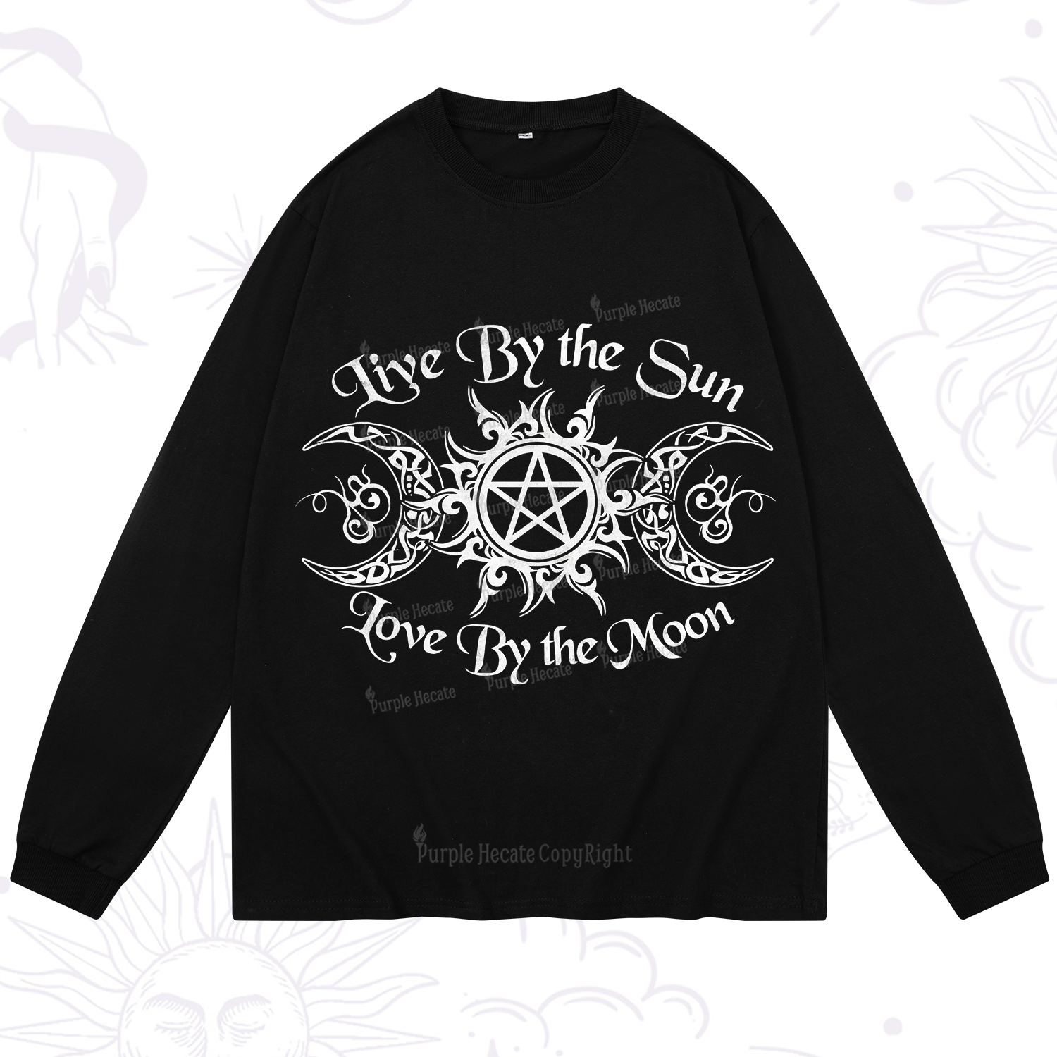 Purplehecate Hecate's Lunar Blessing Long Sleeve T-Shirt