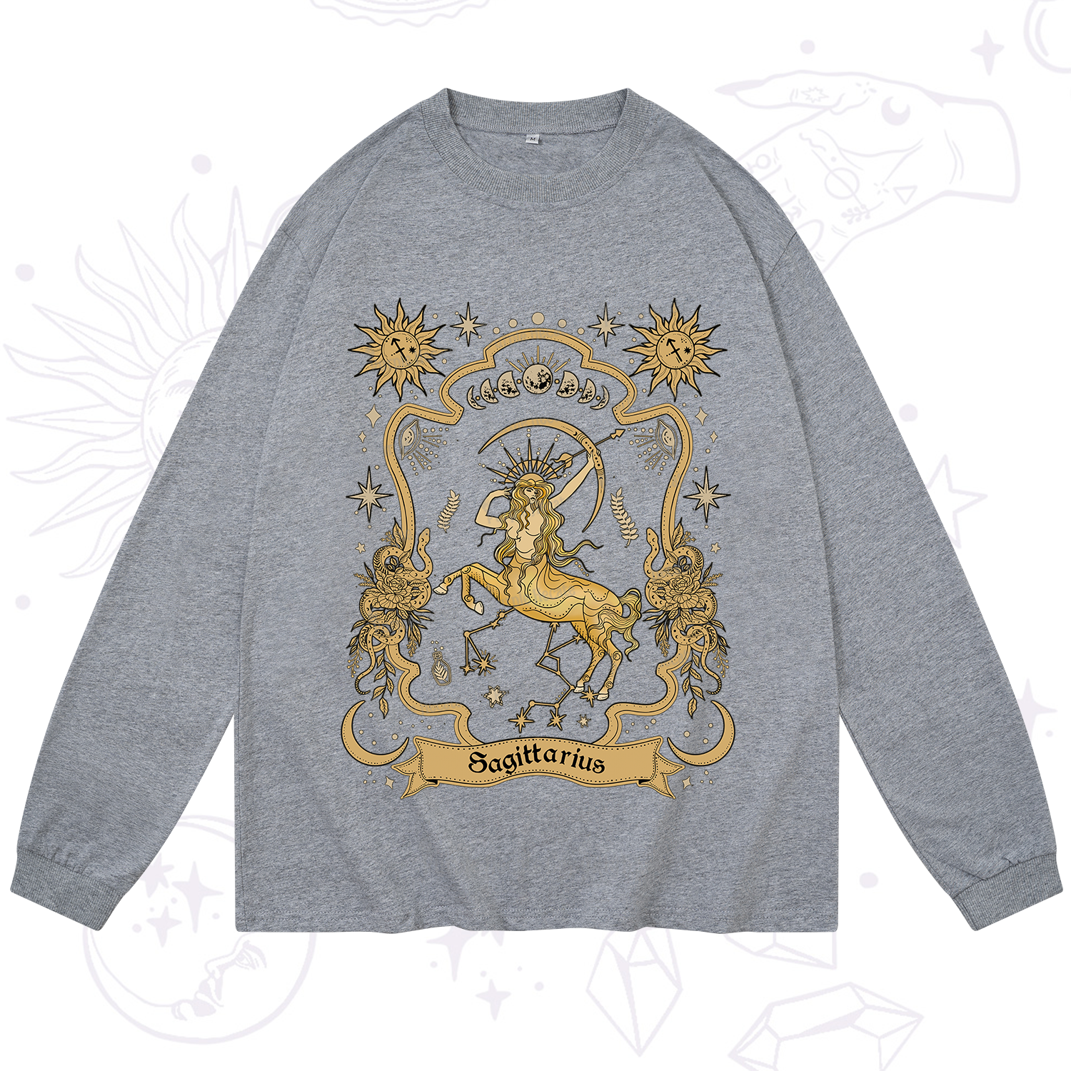 Purplehecate Sagittarius' Astral Mirage Zodiac Long Sleeve T-Shirt
