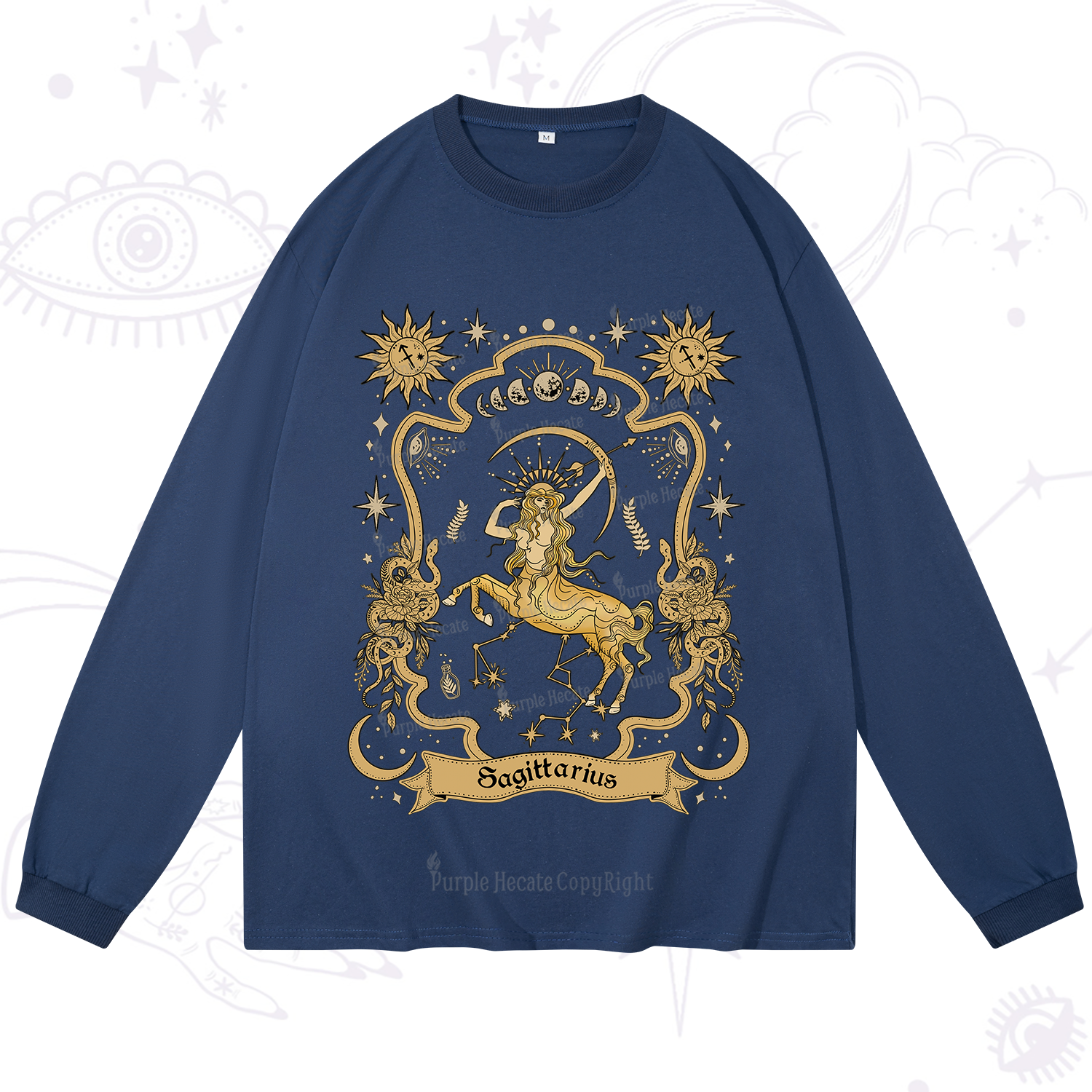 Purplehecate Sagittarius' Astral Mirage Zodiac Long Sleeve T-Shirt