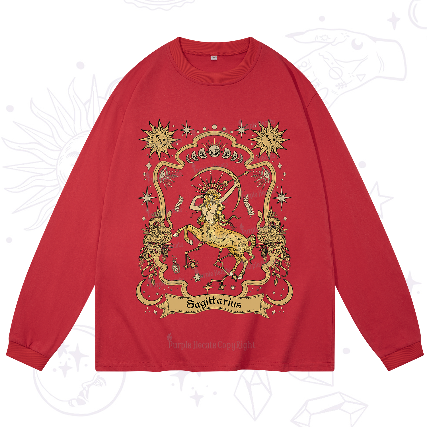 Purplehecate Sagittarius' Astral Mirage Zodiac Long Sleeve T-Shirt