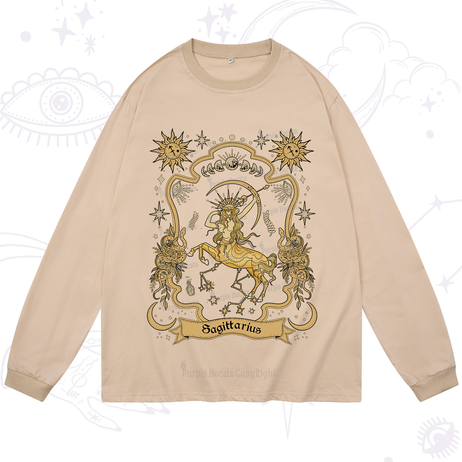 Purplehecate Sagittarius' Astral Mirage Zodiac Long Sleeve T-Shirt