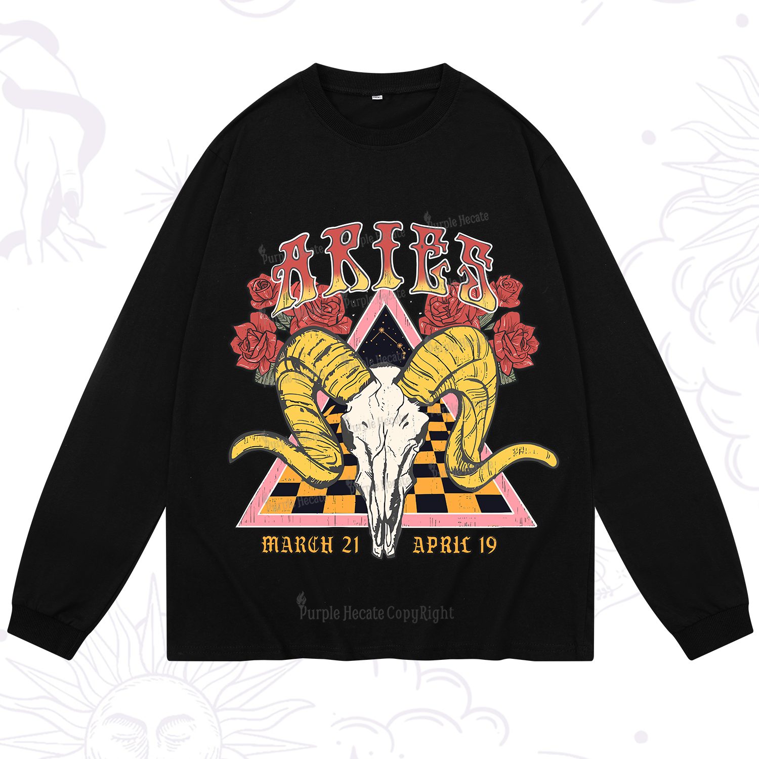 Purplehecate Aries Crew Zodiac Long Sleeve T-Shirt