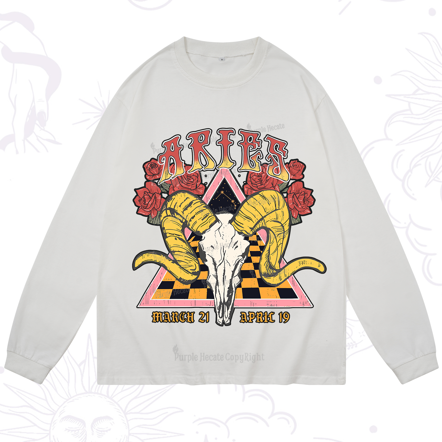 Purplehecate Aries Crew Zodiac Long Sleeve T-Shirt