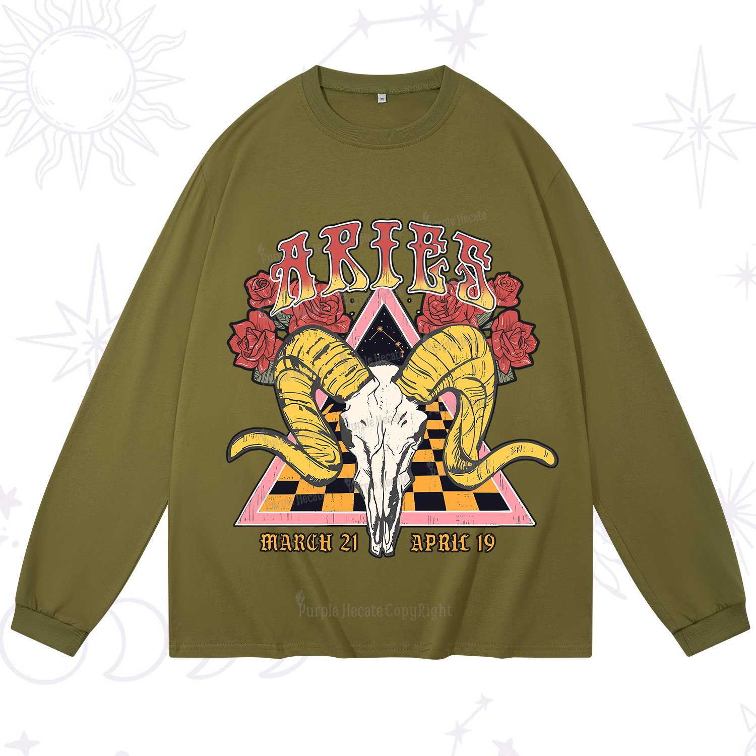 Purplehecate Aries Crew Zodiac Long Sleeve T-Shirt