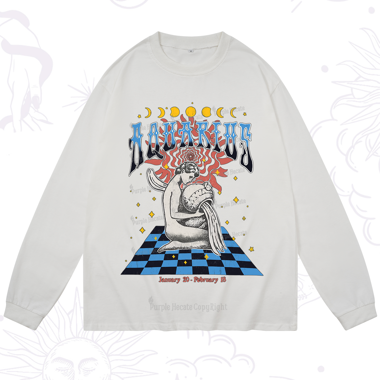 Purplehecate Aquarius Crew Zodiac Long Sleeve T-Shirt