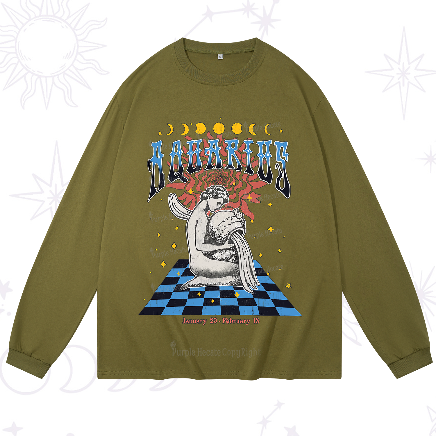 Purplehecate Aquarius Crew Zodiac Long Sleeve T-Shirt