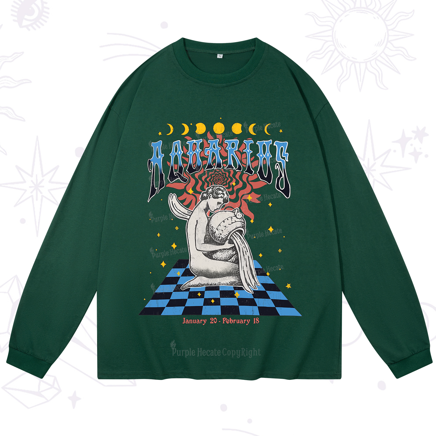 Purplehecate Aquarius Crew Zodiac Long Sleeve T-Shirt