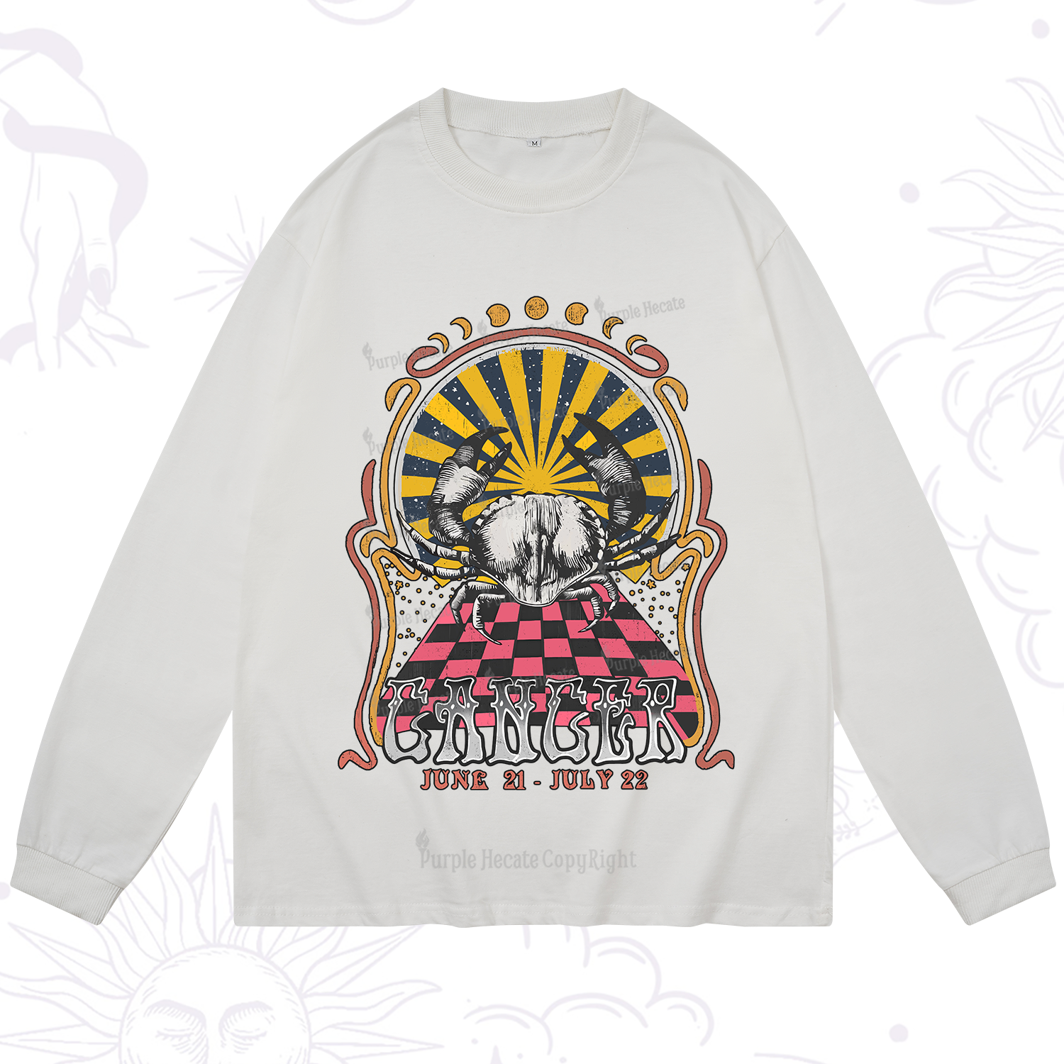 Purplehecate Cancer Crew Zodiac Long Sleeve T-Shirt