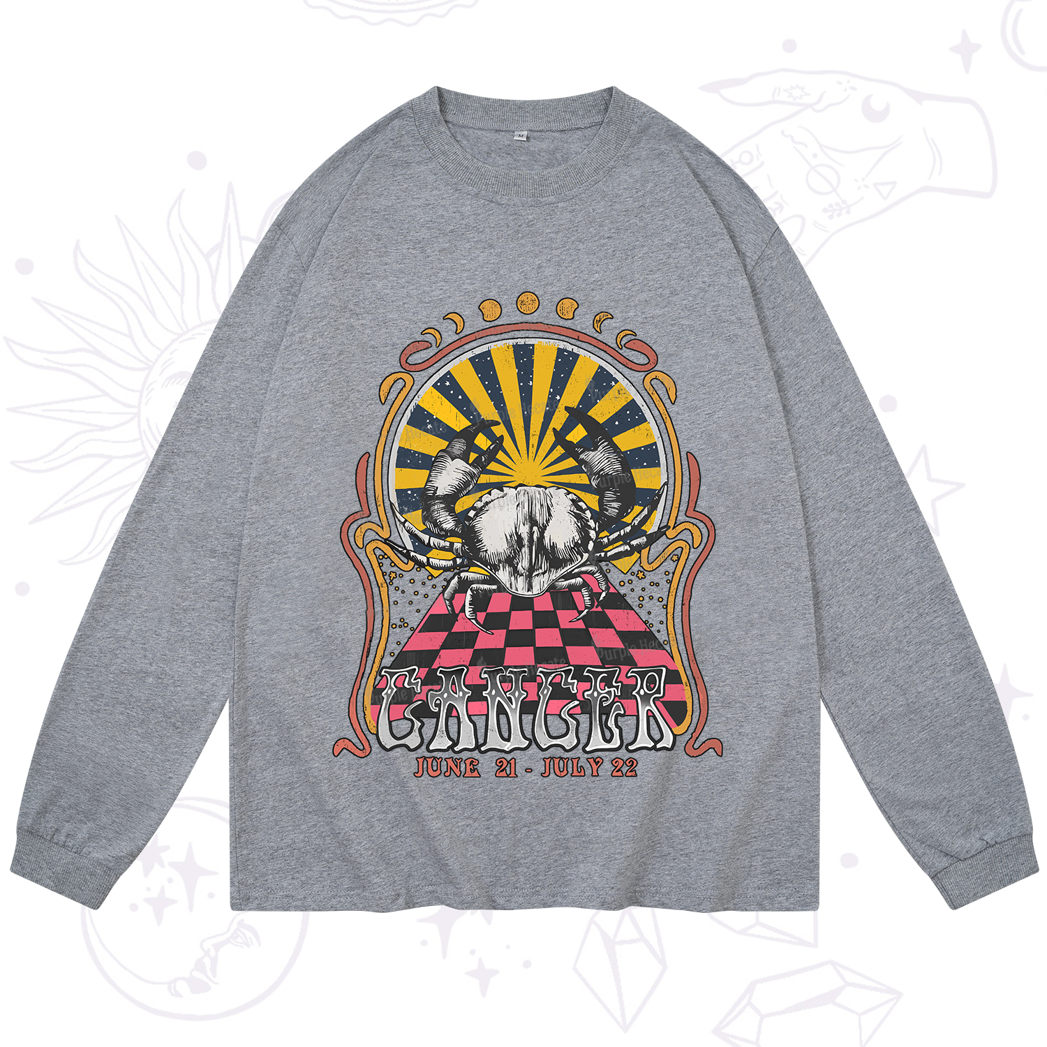 Purplehecate Cancer Crew Zodiac Long Sleeve T-Shirt