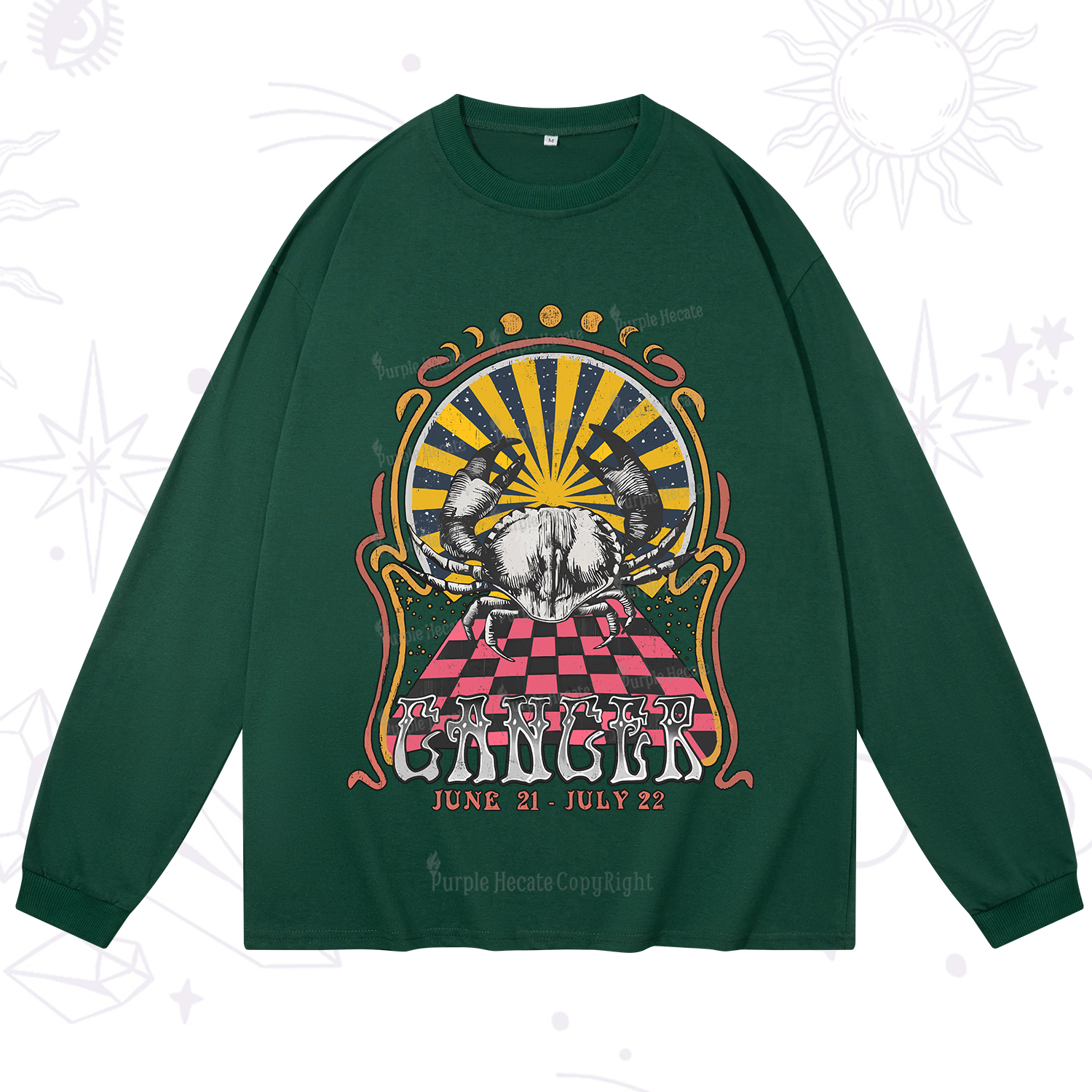 Purplehecate Cancer Crew Zodiac Long Sleeve T-Shirt