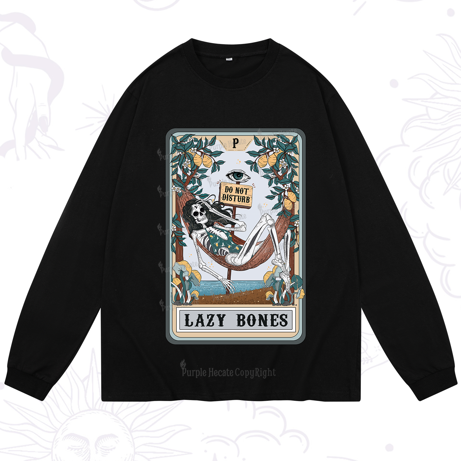 Purplehecate The Lazy Bones Tarot Long Sleeve T-Shirt