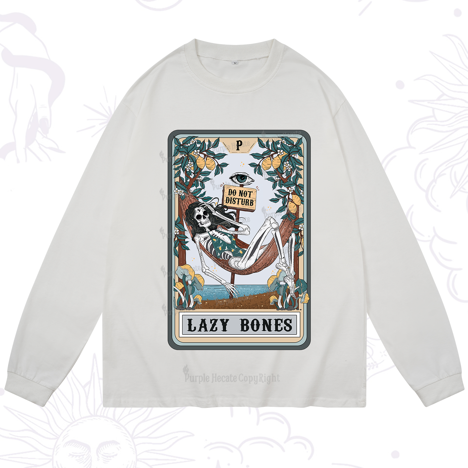 Purplehecate The Lazy Bones Tarot Long Sleeve T-Shirt