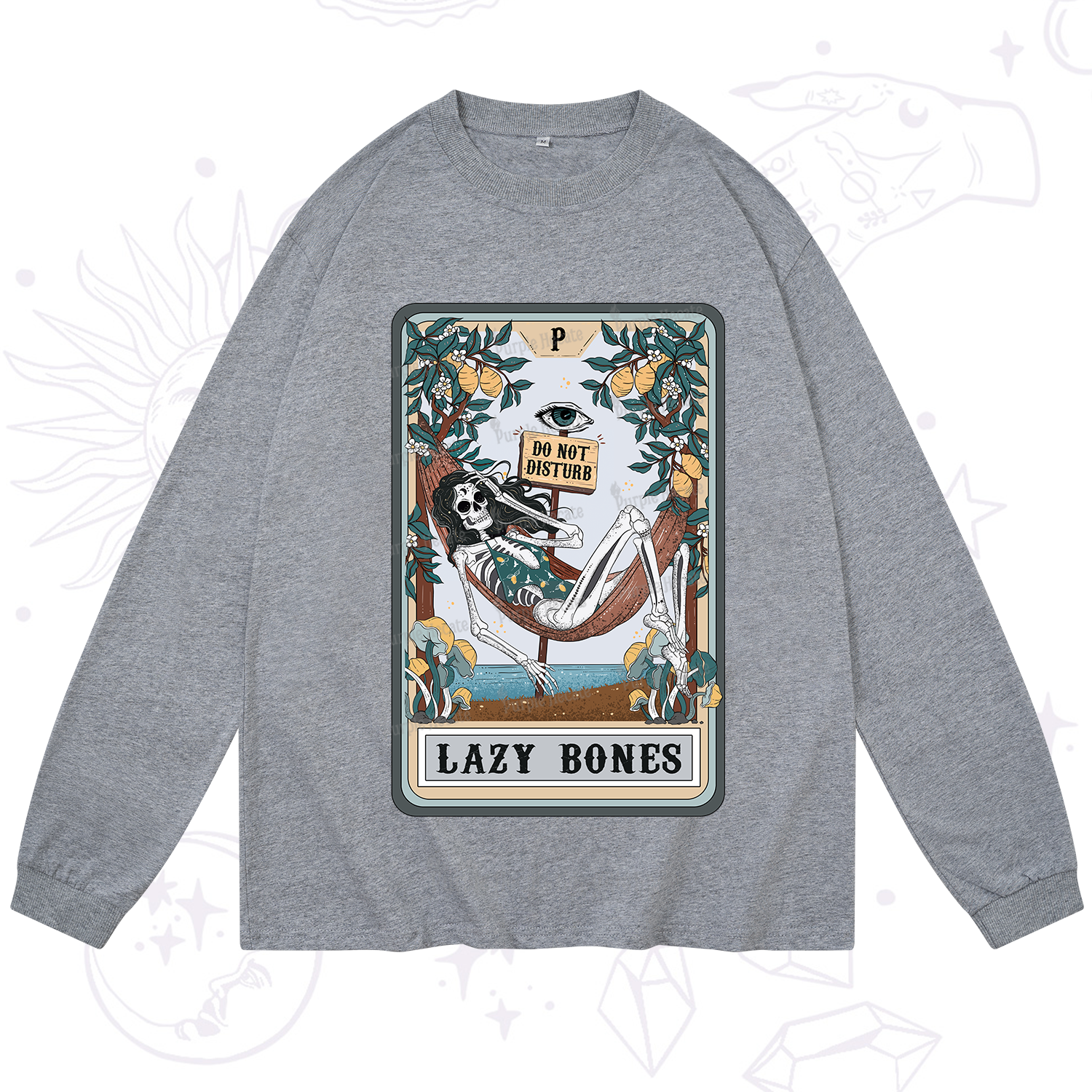 Purplehecate The Lazy Bones Tarot Long Sleeve T-Shirt