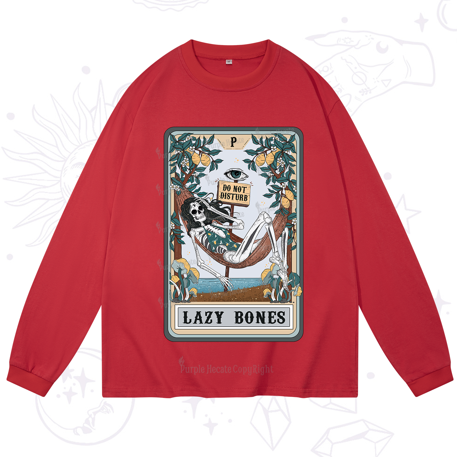 Purplehecate The Lazy Bones Tarot Long Sleeve T-Shirt