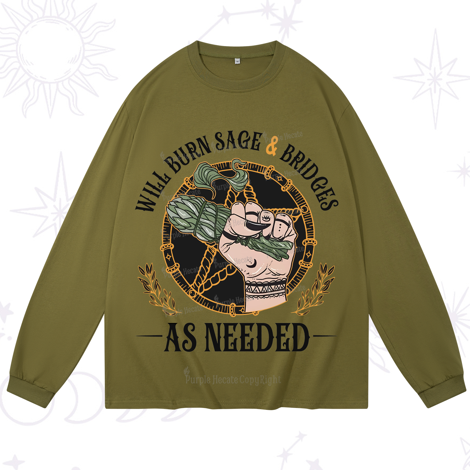 Purplehecate Will Burn Sage And Bridges Long Sleeve T-Shirt
