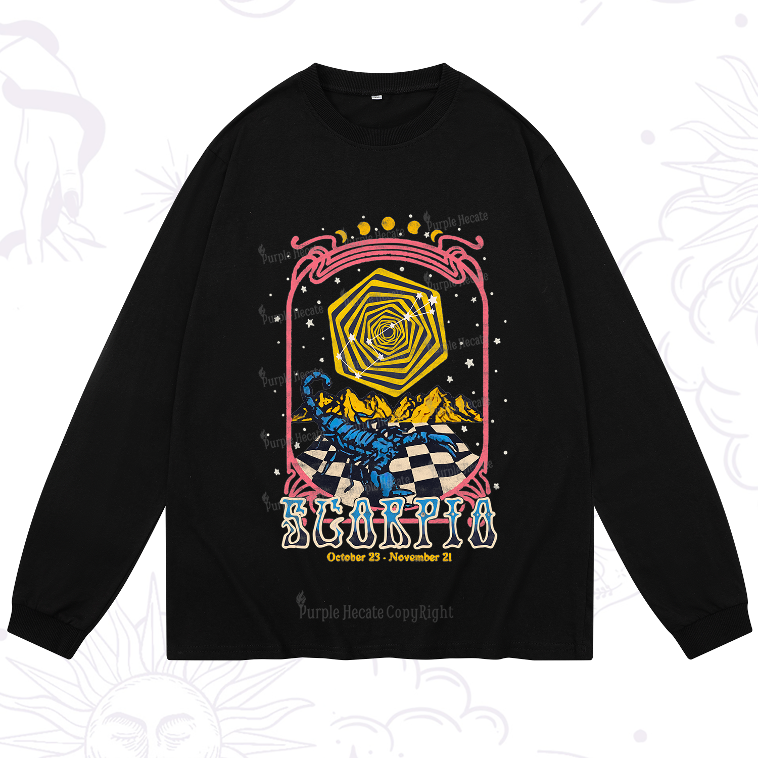 Purplehecate Scorpio Crew Zodiac Long Sleeve T-Shirt