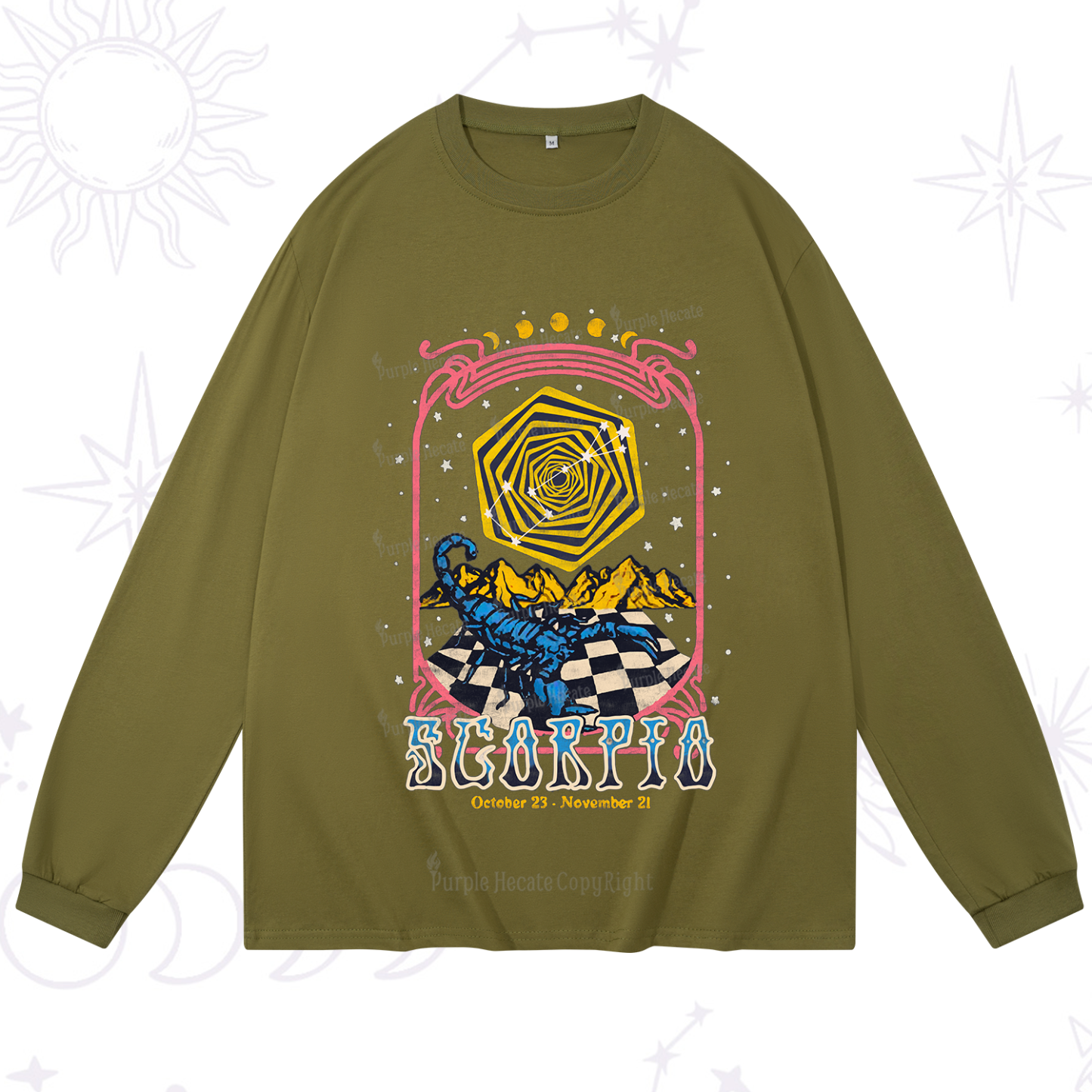 Purplehecate Scorpio Crew Zodiac Long Sleeve T-Shirt