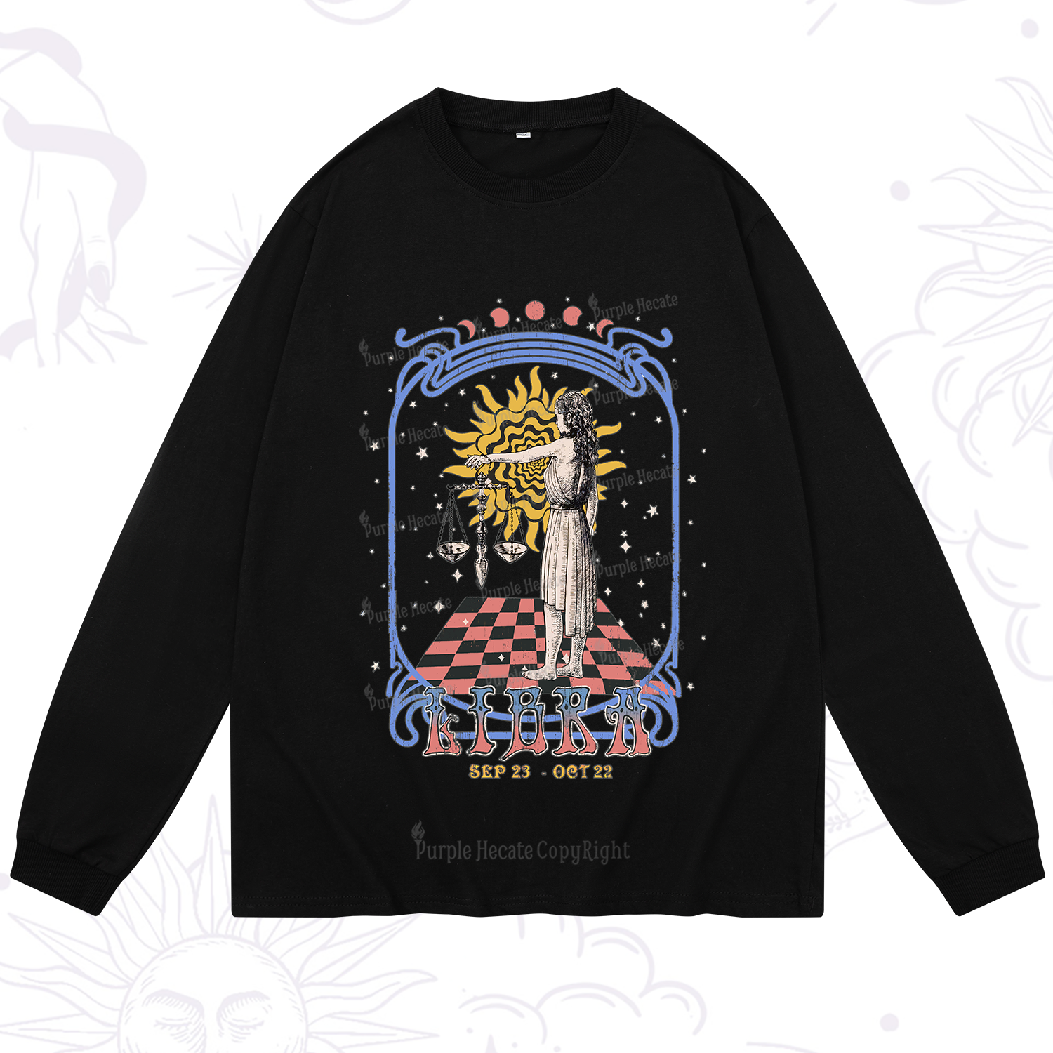 Purplehecate Libra Crew Zodiac Long Sleeve T-Shirt